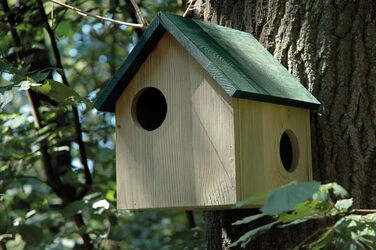 Будиночок для білок dobar 22231FSCe з масиву дерева, годівниця та спальне місце для білок з 3 входами, 26x26x29 см, зелений