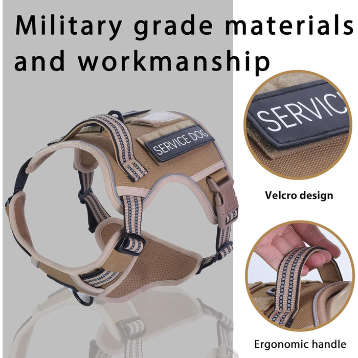 Шлейка для собак Funfox великих порід, тактична, анти-тяга, дихаюча, камуфляж (S, коричнева)