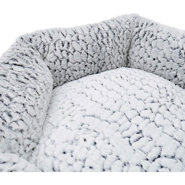 Кругле ліжко для собак з рожевого дерева, м'яке флісове покриття, імітація велюру, сіре, 64x64x20 см