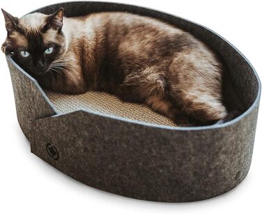 Клітка-ліжко для котів Owen-Tower XL, сірий, 50 см, з когтеточками та двома хвильовими платформами