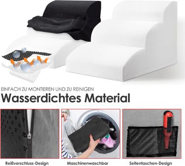 Сходинка для собак Myiosus – 3 ступені, для малих собак, з високощільним губчатим матеріалом, портативна, знімний та миючий чохол, антиковзаюча, чорна