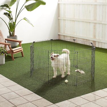 Клітка-вольєр для собак та інших домашніх тварин Amazon Basics, металева, складна, 91 см (76.2 см у висоту)