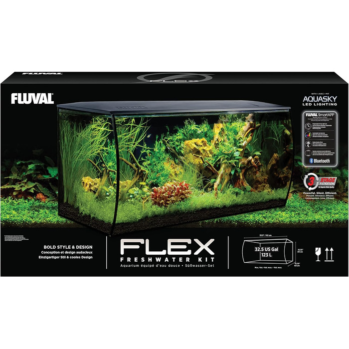 Акваріум Fluval Flex 123 л, прісноводний, чорний, комплект