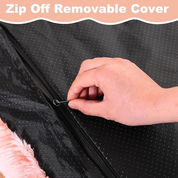 Водонепроникне собаче ліжко Bedfolks знімним, пральним чохлом, м'яким штучним хутром для великих собак, 88,9 x 58,4 см, темно-сірий (X-Large, рожевий)