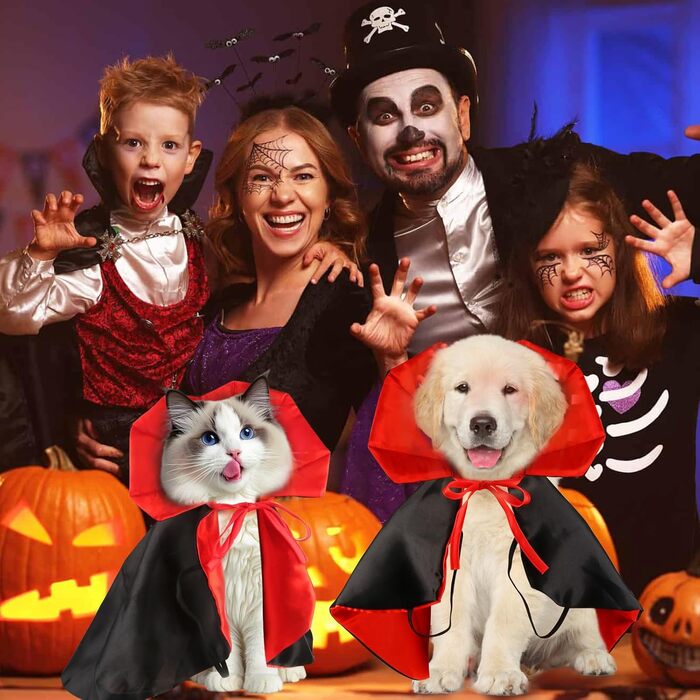 Костюм на Хелловін для дорослих: милий собака, костюми на Хелловін, накидка вампіра, регульований костюм для домашніх тварин з нагрудником, довжина спини 40 см, накидка вампіра-чаклуна, костюми для котів