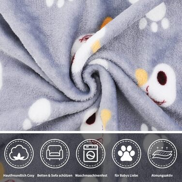 М'яка ковдра для собак та котів Demigeat, 3 шт. - плюшева, миюча, для малого та середнього розміру, для весни та літа, сірого кольору