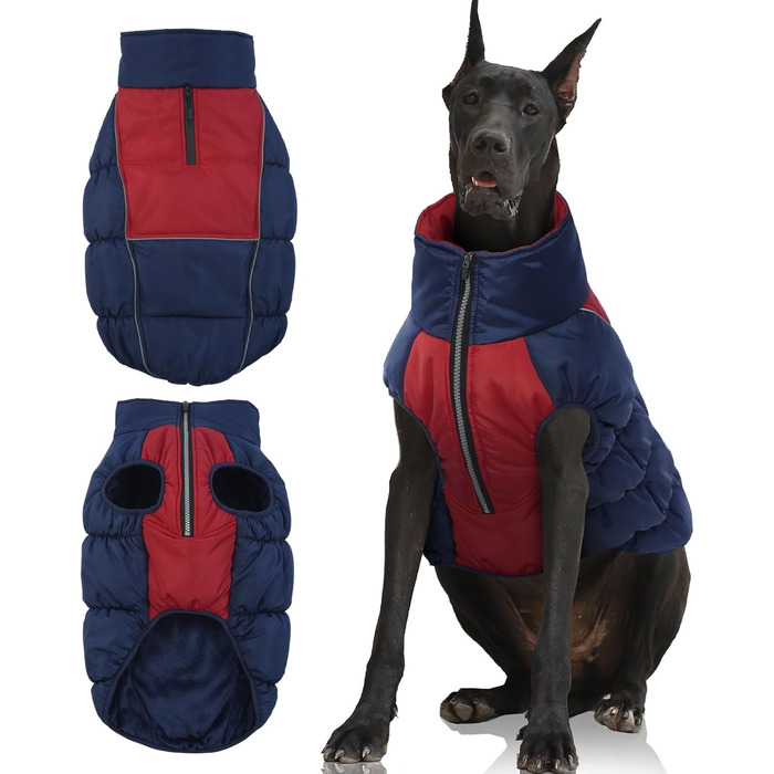 Зимові куртки та манто для собак IECOii: тепла, вітро- та водонепроникна модель, зелений, M (військово-зелений), блакитний