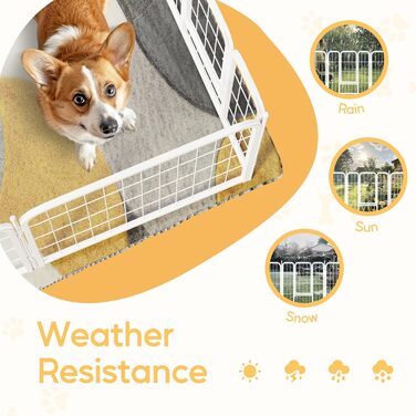 Клітка для собак HealSmart, 61 см, 8 панелей, міцна металева, портативна, для дому та вулиці, кемпінгу, двору, автодому, огорожа, приватність, тераса, білий колір