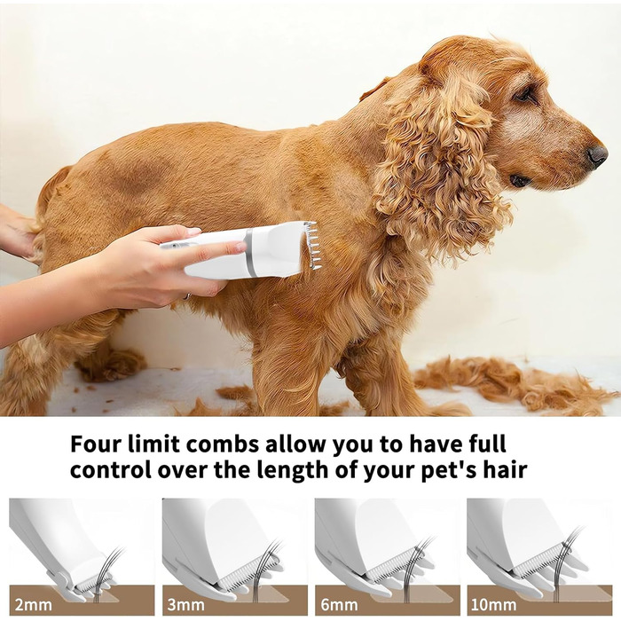 Airminti 4в1 Безшумна машинка для стрижки шерсті котів та собак, USB, 4 змінні насадки, для очей/вух/лап/нігтів (сіра)