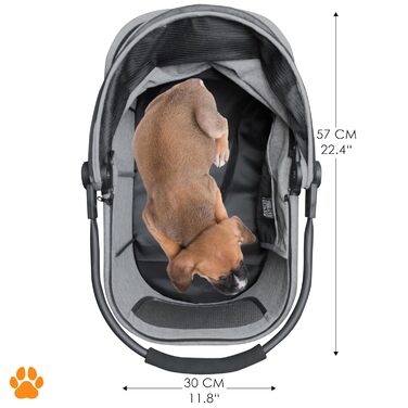 Візок для собак 2-в-1 CECE з переносною коробкою | Складаний візок-коробка для собак сірого кольору з додатковим кошиком для покупок та аксесуарів