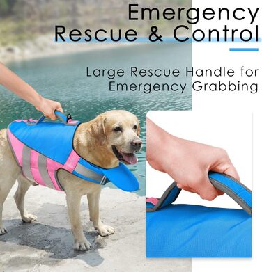 Жилет рятувальний для собак ThinkPet, світловідбиваючий, регульований, з підйомною силою (блакитно-рожевий, S)