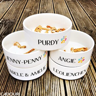Керамічна годівниця для собак з іменем - персоналізована миска для корму та води (Барвиста лапка) - 1.300 мл