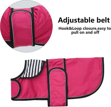 Дощовик для собак Geyecete, рожевий, розмір M (довжина спини 42-45 см), регульований, з відбиваючими елементами