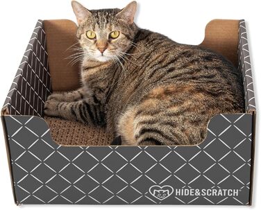Hide & Scratch: Велика картонна лежанка-когтеточка для котів з змінним картонним елементом, різні кольори