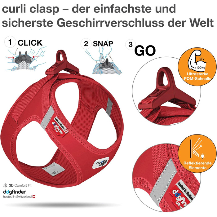 Шлейка для собак Curli Clasp Softshell, червона, розмір M