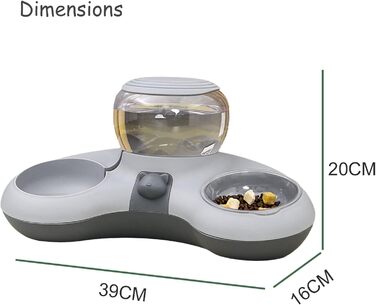 Набір мисок для котів з диспенсером води, підняті миски для котів, станція годування для котів, велика ємність, неслизький набір мисок (сірий)