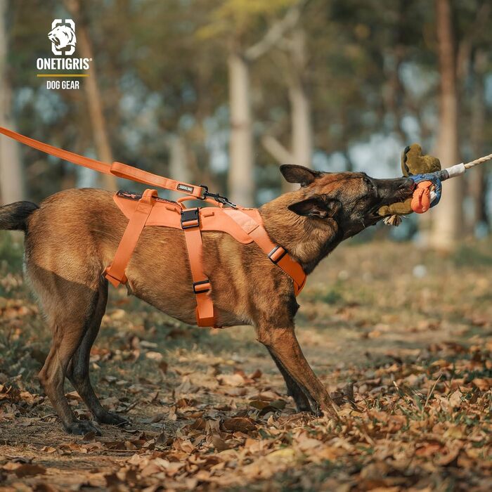 Нагрудник для собак OneTigris T-Bone тактичний, еластичний, з 2 ручками, анти-вислизання, регульований, для полювання, прогулянок, тренувань, активного відпочинку (зелений, M)