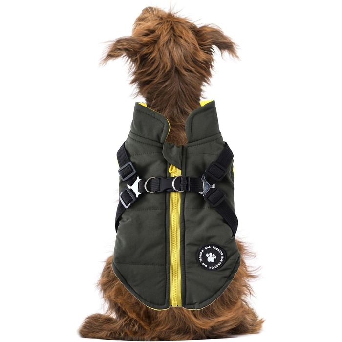 Зимовий теплий одяг для собак: теплий жилет з шлейкою, теплий зимовий одяг, для цуценят, маленьких, середніх та великих собак (зелений, XL)