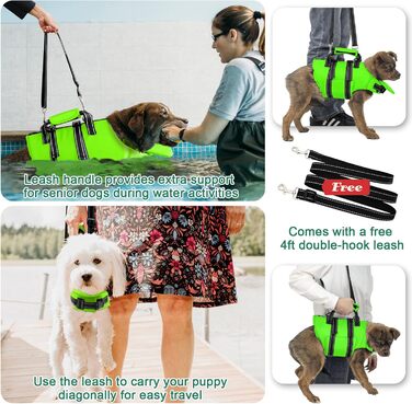 Жилет для плавання собак Fragralley, зелений, розмір Medium