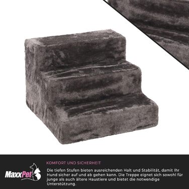 MaxxPet Сходи для собак і котів, складані, 43x41x30 см, для ліжка та дивану, сірі