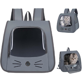 Сумка-переноска для котів та дрібних тварин, рюкзак-переноска з сіткою, сірий колір