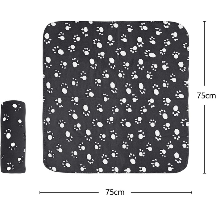 М'яка флісова підстилка для собак та котів Nobleza, 75x75 см, чорна (6 шт.)