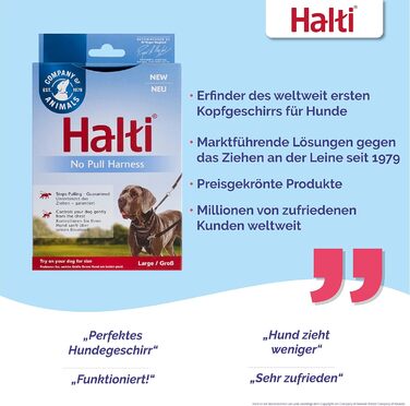Нашийник HALTI від потягування для собак, розмір L, чорний - запобігає потягуванню, м'який, з відбиваючим матеріалом, регульований