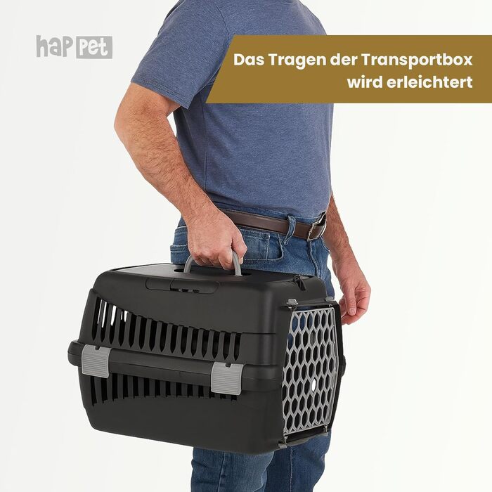 Транспортна переноска для котів та собак TEDDY Grau – міцна, добре провітрювана, 56x37x37 см