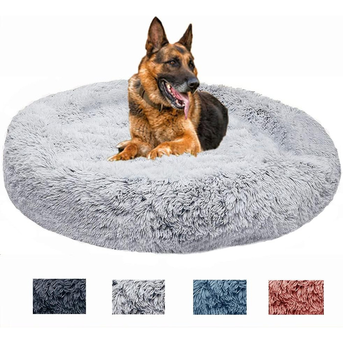 М'яке ліжко для собак Yuly, велике для середніх та великих собак, зручне та м'яке диван-ліжко для домашніх тварин, кругла подушка для котів та собак, можна прати (D-100см, сірий)