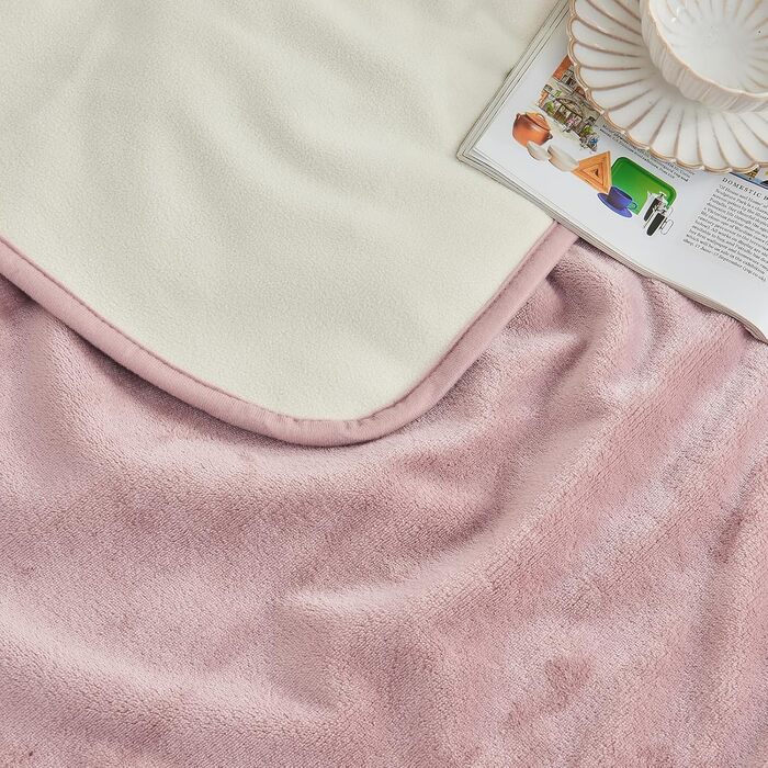 Водонепроникний плед для дорослих, двосторонній, для собак, котів, тварин, м'який, захист ліжка, дивану, меблів (Сірий Рожевий/Бежевий Білий, 101x152 см)