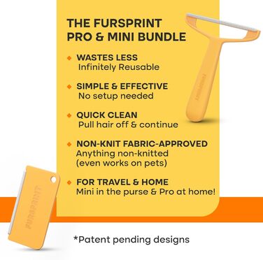Набір для видалення шерсті Fursprint Pro & Mini – універсальний інструмент для килимів, диванів і авто, багаторазовий для чищення шерсті собак і котів