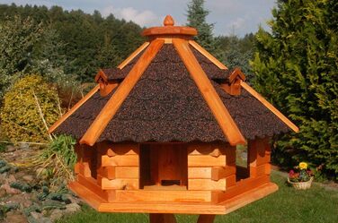 Велика годівниця для птахів XXXL Premium 70×45 см, дерев'яна, темна, без сонячної панелі, для саду