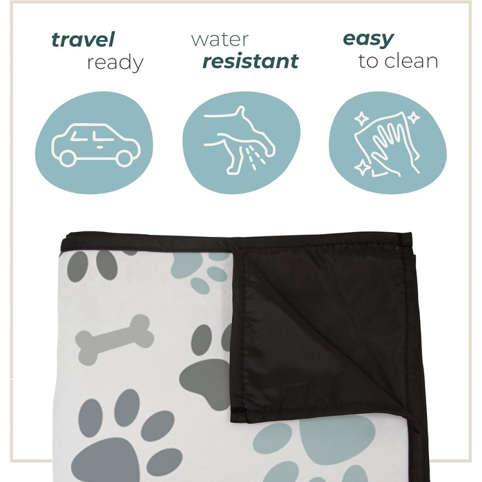 Килимок для тварин у приміщенні та на вулиці, 127 x 152,4 см, зручний, миючий, водовідштовхуючий, для пікніків та подорожей, синьо-сірий