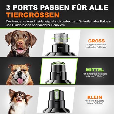 Електрична машинка для підстригання кігтів собак та котів: тиха, з LED-підсвіткою та 2 швидкостями | Перезаряджувана з 3 насадками та аксесуарами | Для безпечного догляду за кігтями