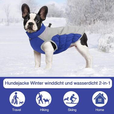 Тепла куртка для собак Aiboria на зиму, без рукавів, водонепроникна, для сноубордингу, з нагрудником (синій, XL)