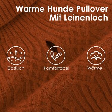 Пуловер для собак AOFITEE, теплий пуловер з коміром-гетром для такс та маленьких собак, зимовий пуловер для собак, колір цегляний (L)