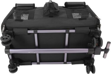 Транспортна переноска для котів та собак, мобільна сумка для 2 тварин, з колесами, знімна, складана, вантажопідйомність 17,5 кг, для прогулянок та парку (Чорний)