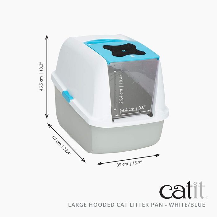 Туалет для котів Catit 50701 з кришкою, великий, 57x46.5x39 см, білий/сірий/блакитний