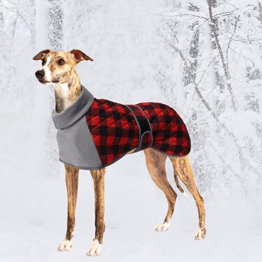 Водонепроникний термо-чохол для собак Warmer, степний, рожево-клітинчастий з флісовою підкладкою, з отвором для шлейки, для собак маленьких, середніх та великих розмірів (X-Small, червоний)