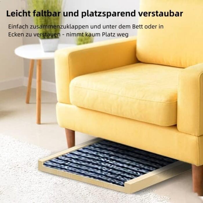 Рампа для котів та собак 3-в-1 Hunderampe – 100 см, з дерева, регульована висота (30-60 см), з антиковзним килимком, для ліжка/автомобіля/дивану