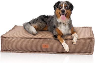М'яке собаче ліжко Knuffelwuff Lesedi з корду, 135x90 см, знімний чохол, коричневе - для собак великих, середніх та маленьких порід