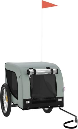 Фасба Причіп для собак, велосипедний причіп для тварин, причіп для собак з відбивачами та прапорцем, причіп для котів та домашніх тварин, сірий та чорний, оксфордська тканина та метал