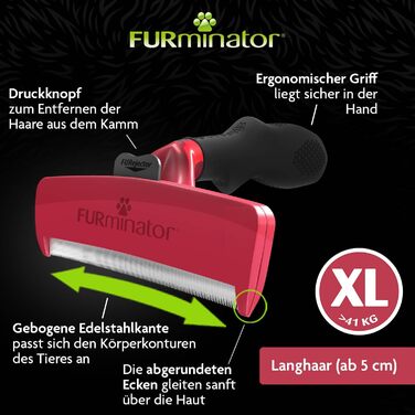 FURminator для собак XL з довгою шерстю — щітка для видалення підшерстя, покращений дизайн