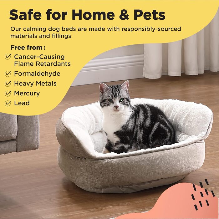 Ортопедичне ліжко для котів і собак Pet Throne, з високим бортиком, колір пшениця, розмір Mini