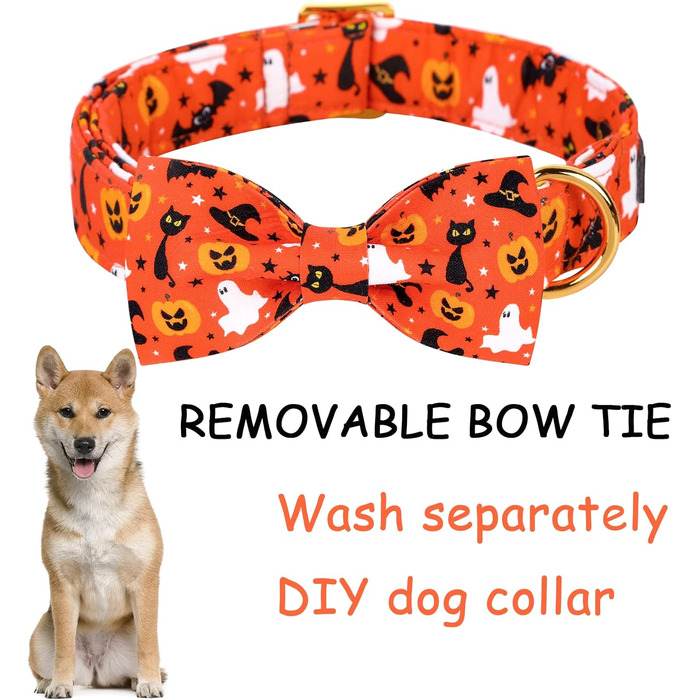 Нашийник для собак Unique Style Paws з метеликом, регульований, для середніх собак (L, 1 шт.), для святкування Хелловіну