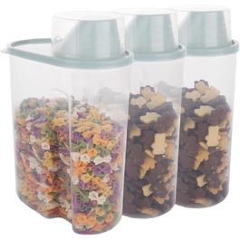 Контейнери для корму для собак 3 шт., 2,5 л, 15 x 23 см, контейнери для зберігання корму для домашніх тварин з мірними склянками, герметичні контейнери для корму для собак з виливною горловиною, пластикові контейнери для корму для котів