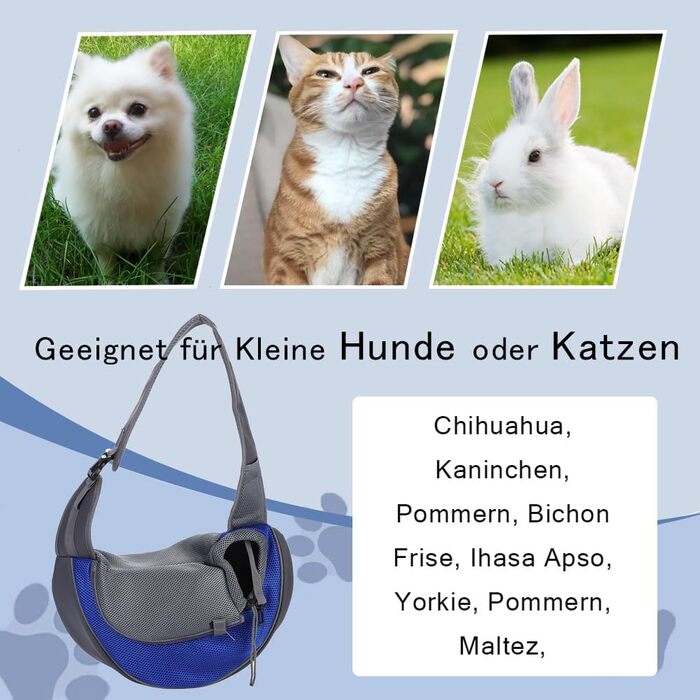 Сумка-переноска для собак та котів XGOPTS, до 5 кг, блакитна, дихаюча, регульована