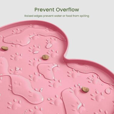 Килимок для годування собак та котів, силіконовий, нековзний, товстий, вологостійкий, з бортиком, для цуценят та кошенят, підходить для собак та котів середніх розмірів, рожевий, 31.8' x 16'