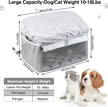 Велосипедна сумка-переноска для собак та котів до 6,8 кг, сірого кольору. З регульованим плечовим ременем та страхувальним тросом.