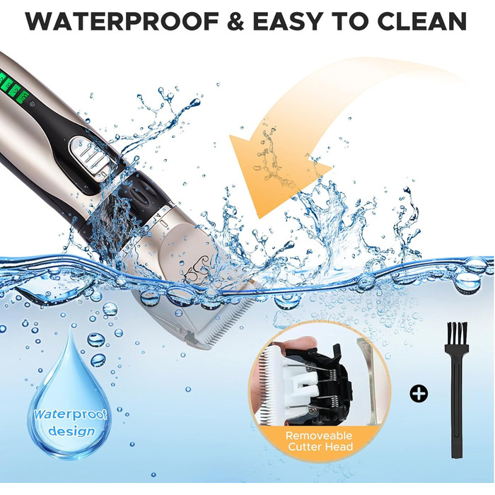 Машинка для стрижки собак, акумуляторна бездротова з 4 насадками, для собак, котів та всіх типів шерсті